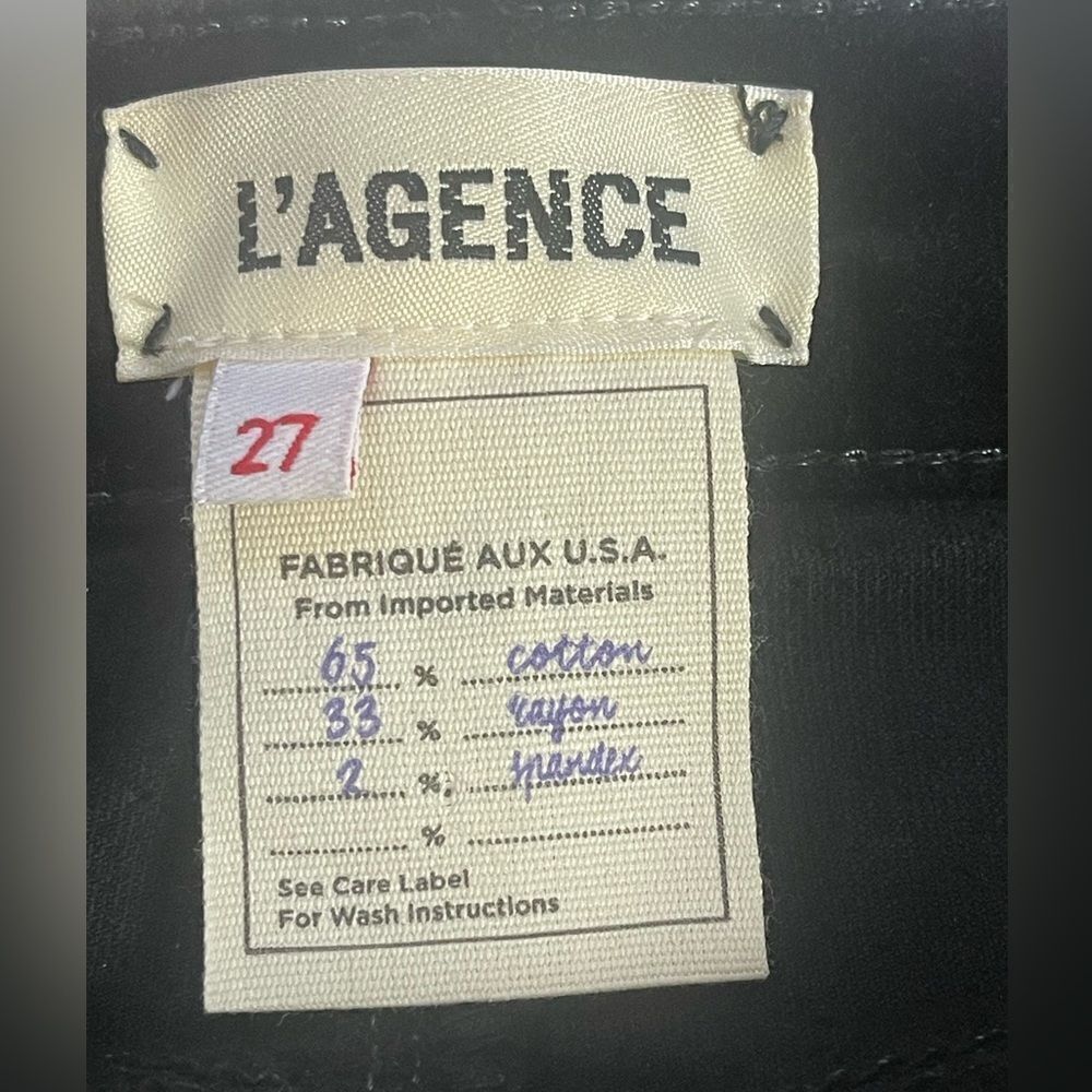 L'AGENCE jeans Marguerite black Velvet High Rise Skinny Pants 27 - Picture 5 of 5